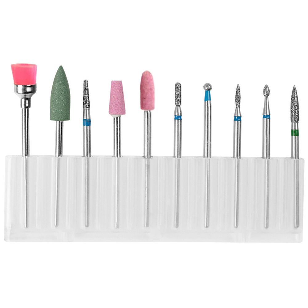 10pcs Diamond Nail Drill Bits Set Electric Machine Rotate Cuticle Cleaning Bur Polishing Tools