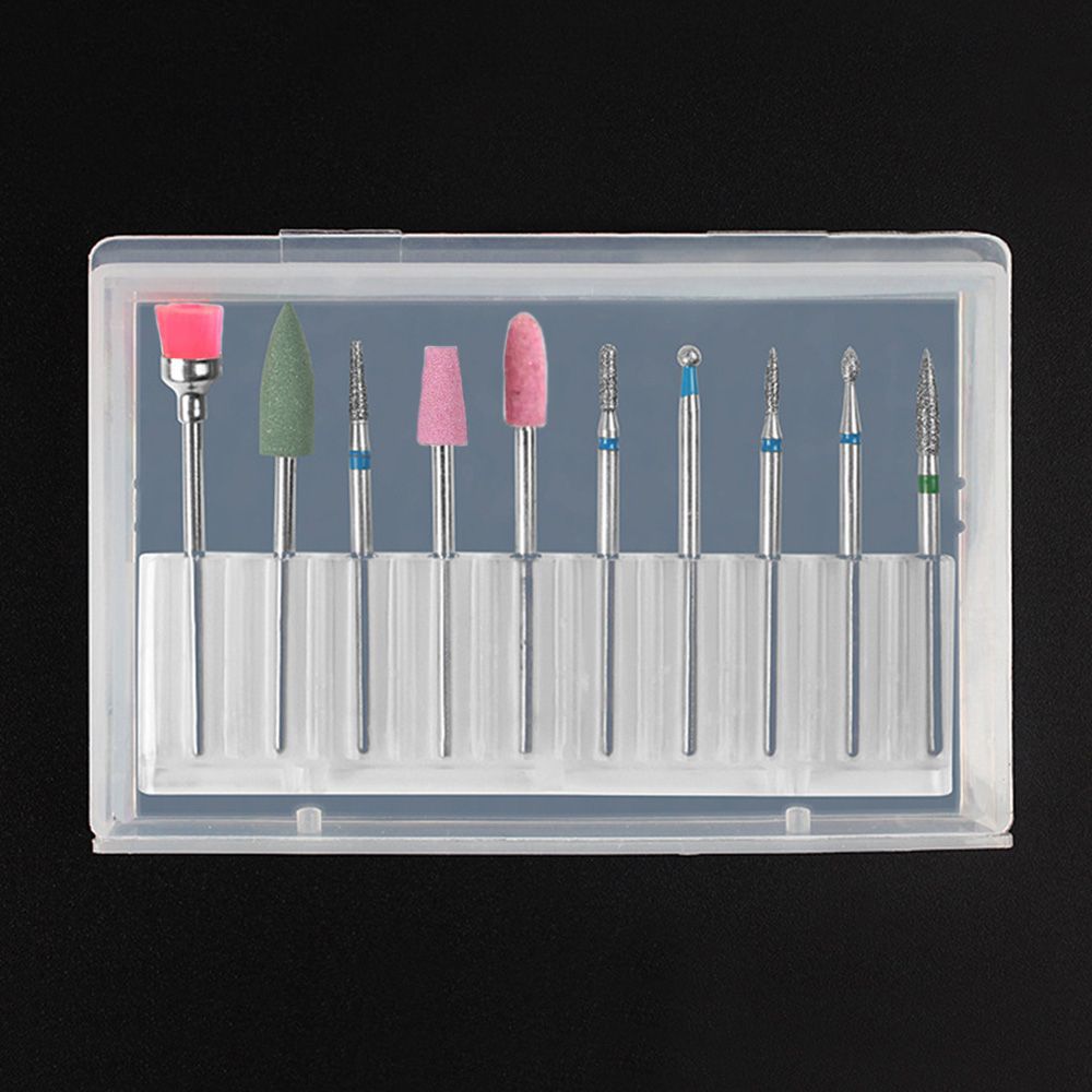 10pcs Diamond Nail Drill Bits Set Electric Machine Rotate Cuticle Cleaning Bur Polishing Tools