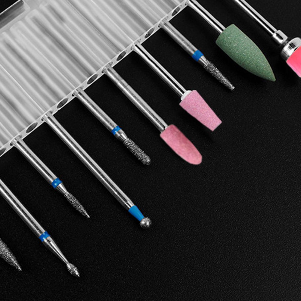10pcs Diamond Nail Drill Bits Set Electric Machine Rotate Cuticle Cleaning Bur Polishing Tools