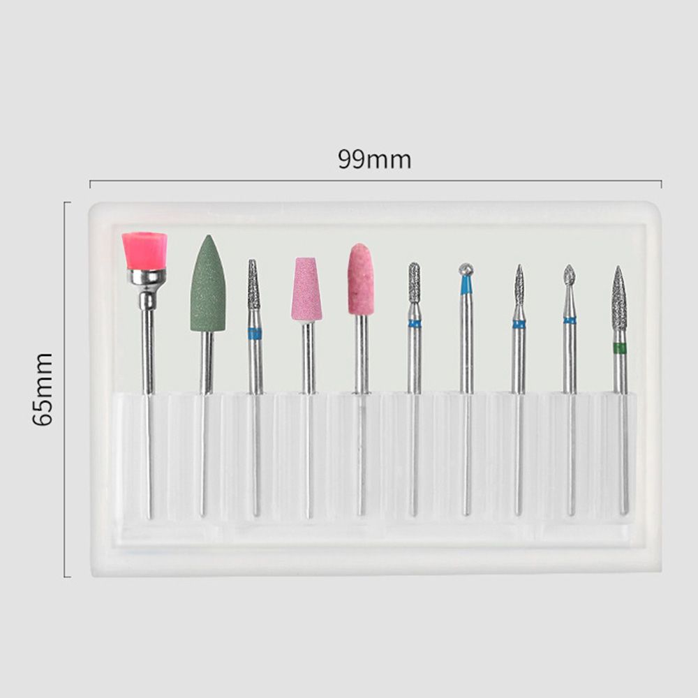 10pcs Diamond Nail Drill Bits Set Electric Machine Rotate Cuticle Cleaning Bur Polishing Tools