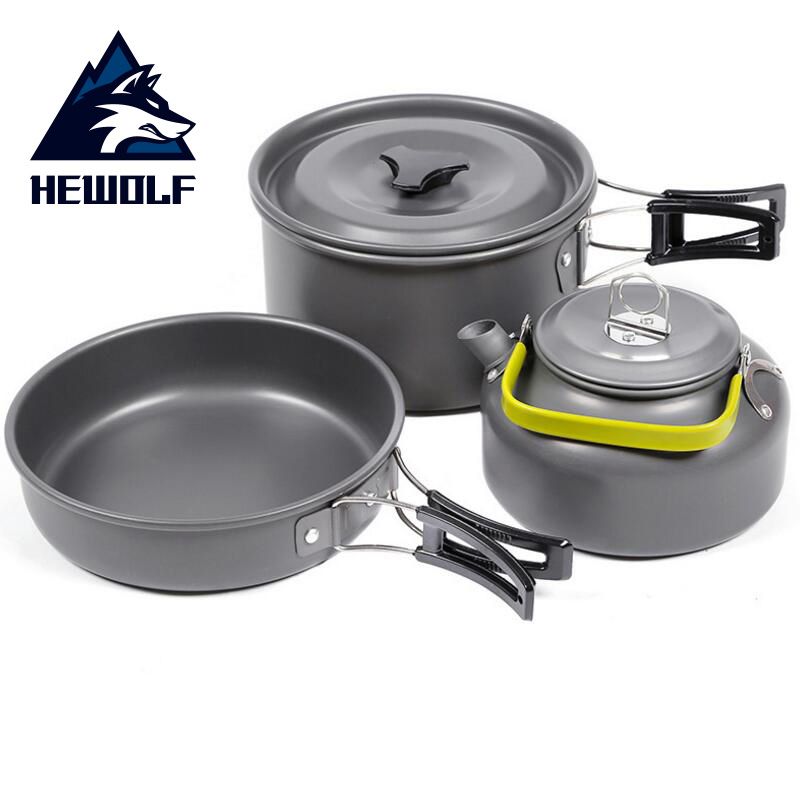Outdoor Camping Cookware Pot Frying Pans Picnic Set Handle