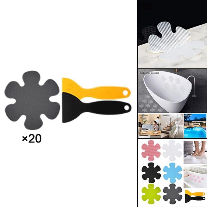 20 Pieces Anti Slip Stickers With Scraper Shower Mat For Slippery Grey