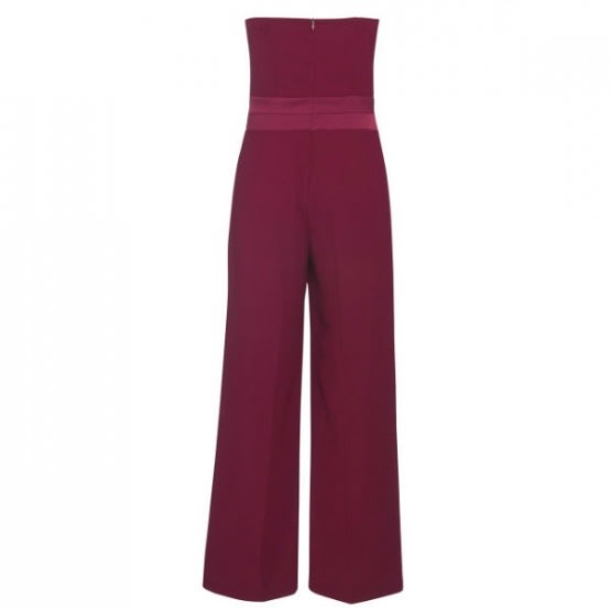 Wine Color Tuxedo Jumpsuit