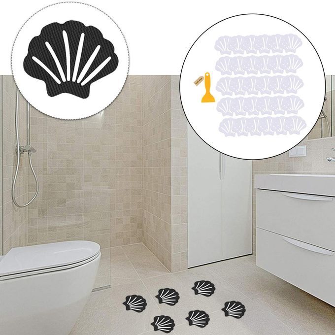 30 Pieces Non Slip Stickers With Scraper Anti Skid For Slippery White