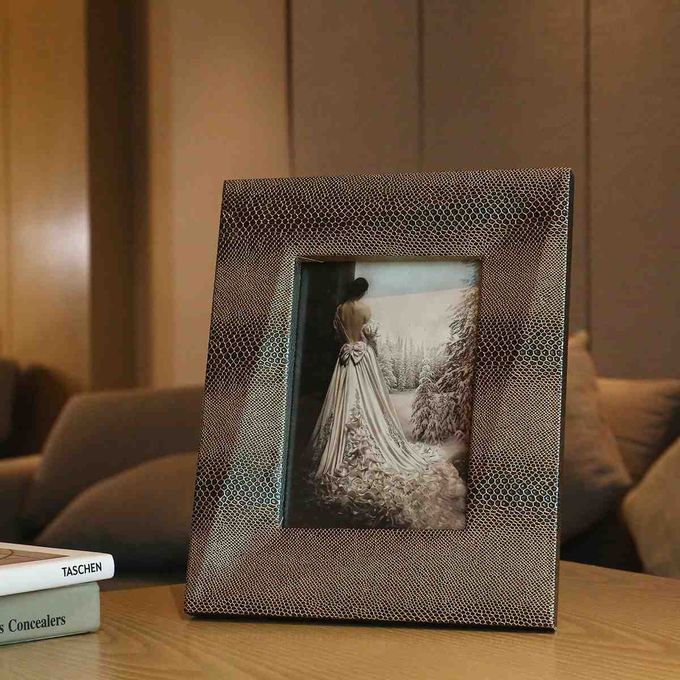 Photo Frame With Snakeskin Texture Wooden Piano Baking