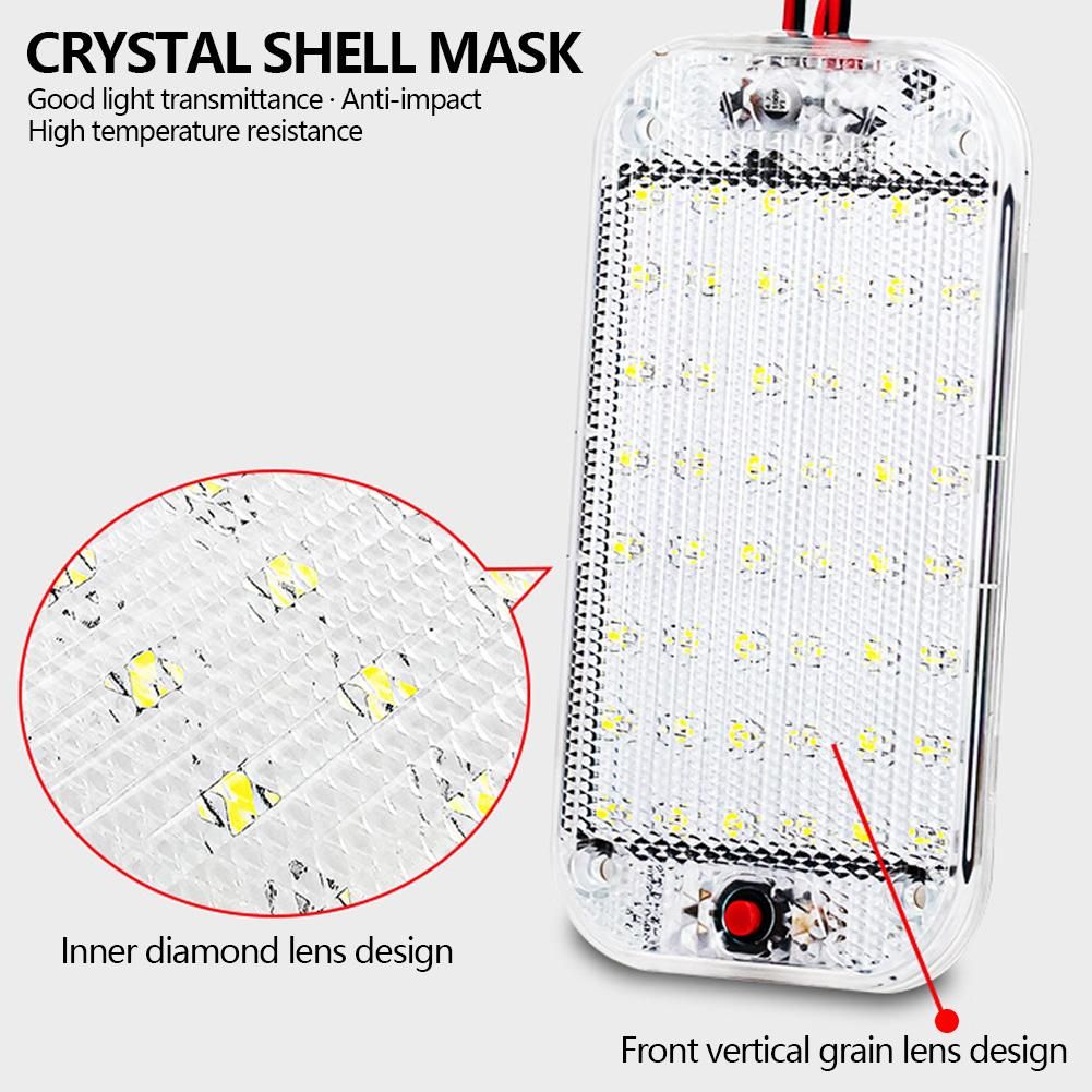 48 LED Panel Light Car Interior Reading Lamp High Brightness Cabin Lights for Van Truck RV Boat Camper Lights Strip 12V-24V