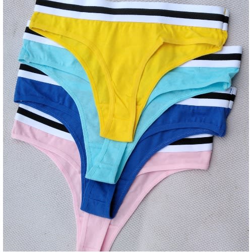T-back Thongs  - Cotton Panties Set Of 4 Pieces