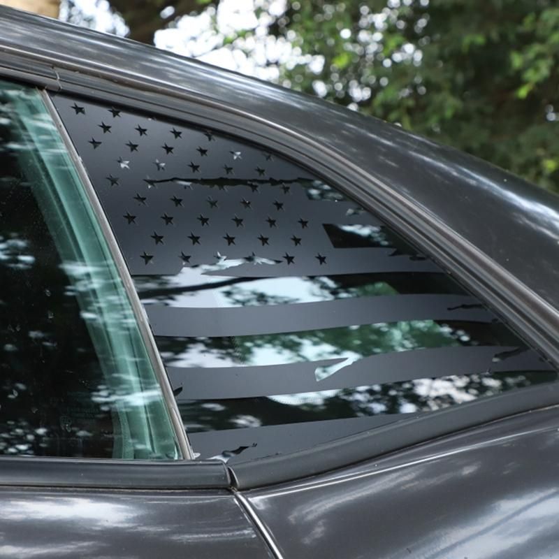 Black Car Side Blinds Rear Window Flag Decorative Stickers Trim for Dodge Challenger 2008-2020