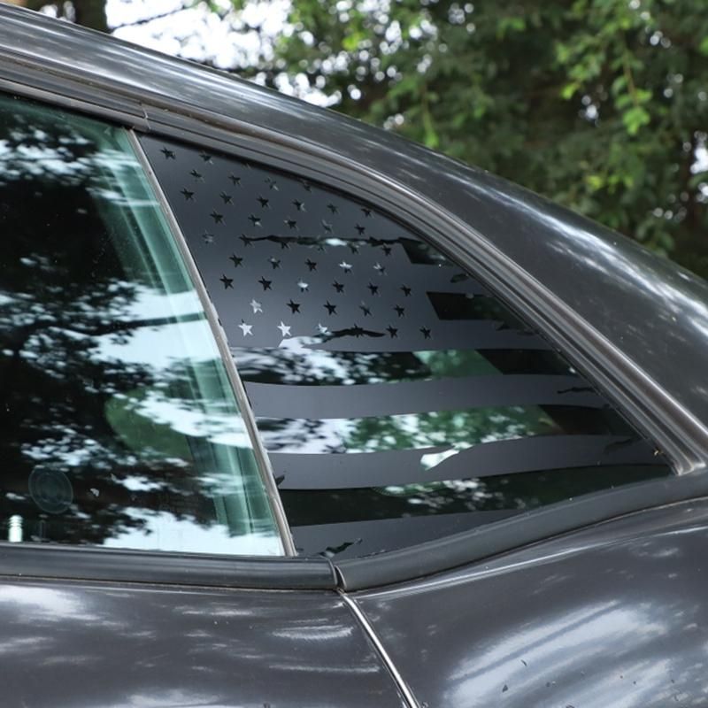 Black Car Side Blinds Rear Window Flag Decorative Stickers Trim for Dodge Challenger 2008-2020