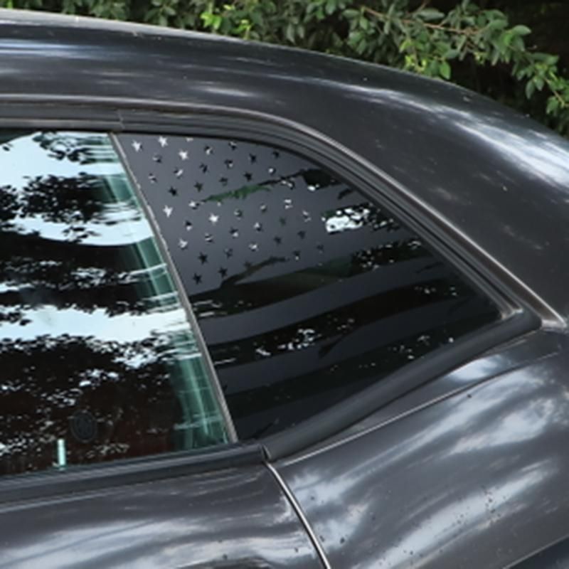 Black Car Side Blinds Rear Window Flag Decorative Stickers Trim for Dodge Challenger 2008-2020