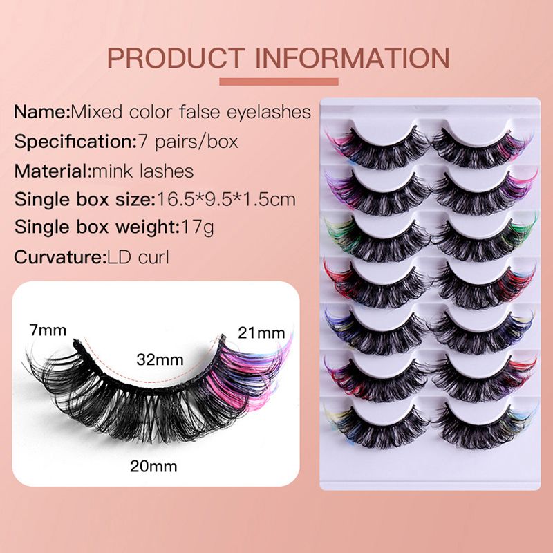 7 Pairs 3D Mink Colored False Eyelashes Natural Fluffy
