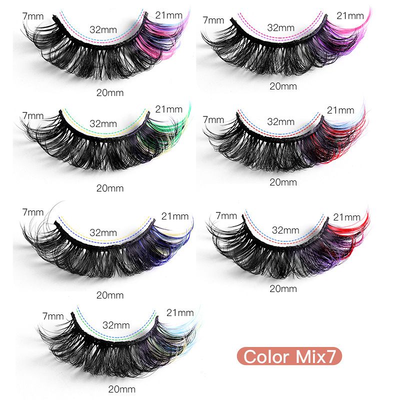 7 Pairs 3D Mink Colored False Eyelashes Natural Fluffy