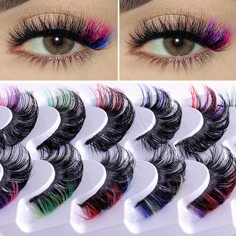 7 Pairs 3D Mink Colored False Eyelashes Natural Fluffy