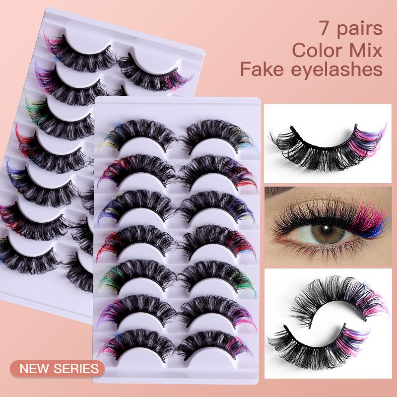 7 Pairs 3D Mink Colored False Eyelashes Natural Fluffy