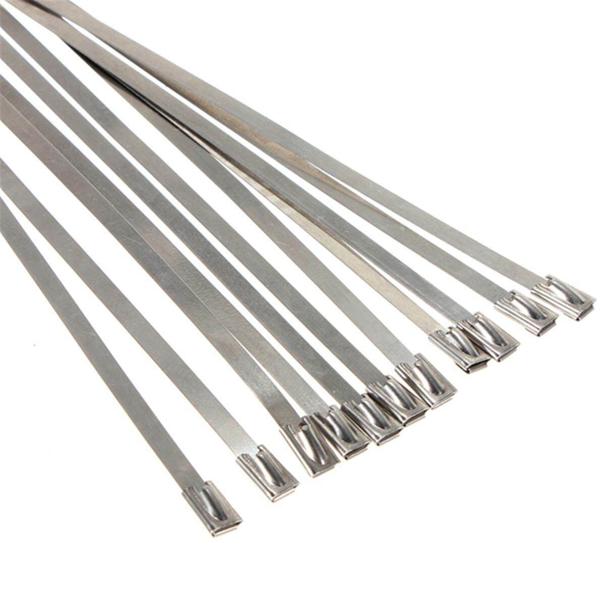 10X Stainless Steel Locking Cable Ties For Exhaust Pipe Header Wrap Tape 45cm