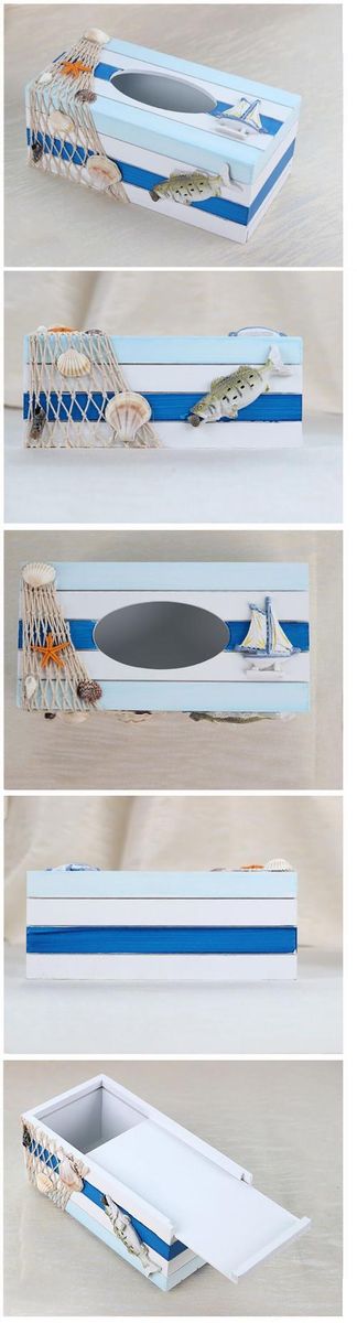 Mediterranean Modern Wooden Tissue Box Creative Sailling Boat Figurine For Home Decoration Household Furniture Sundries Storage
