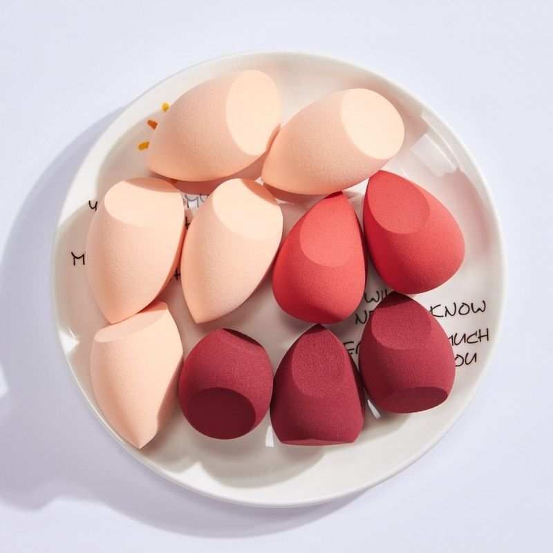 10 PCS Makeup Sponge Set Cosmetics Powder Puff Female Blender Make Up Instrument Foundation Women Beautiful Face Tools Red Series
