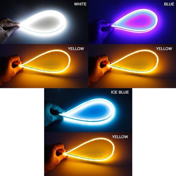 Ar   Daytime Running Light Tear Eye Streamer Turn Light Sili One Light Bar-blue+yellow-60CM