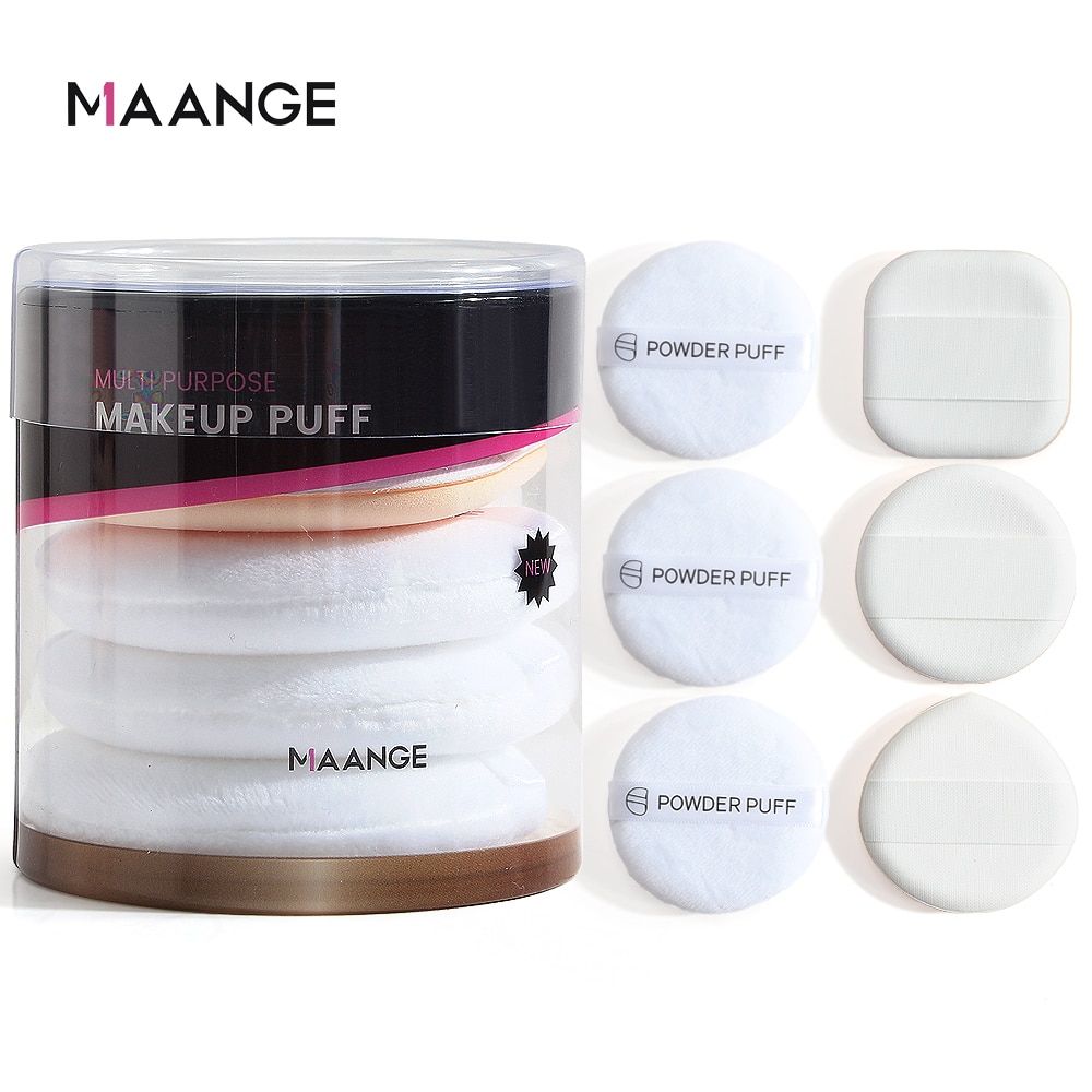 6pcs Professional Round Shape Face Body Powder Foundation Puff Portable Soft Cosmetic Puff Makeup Sponge Lot For Women White-6Pcs