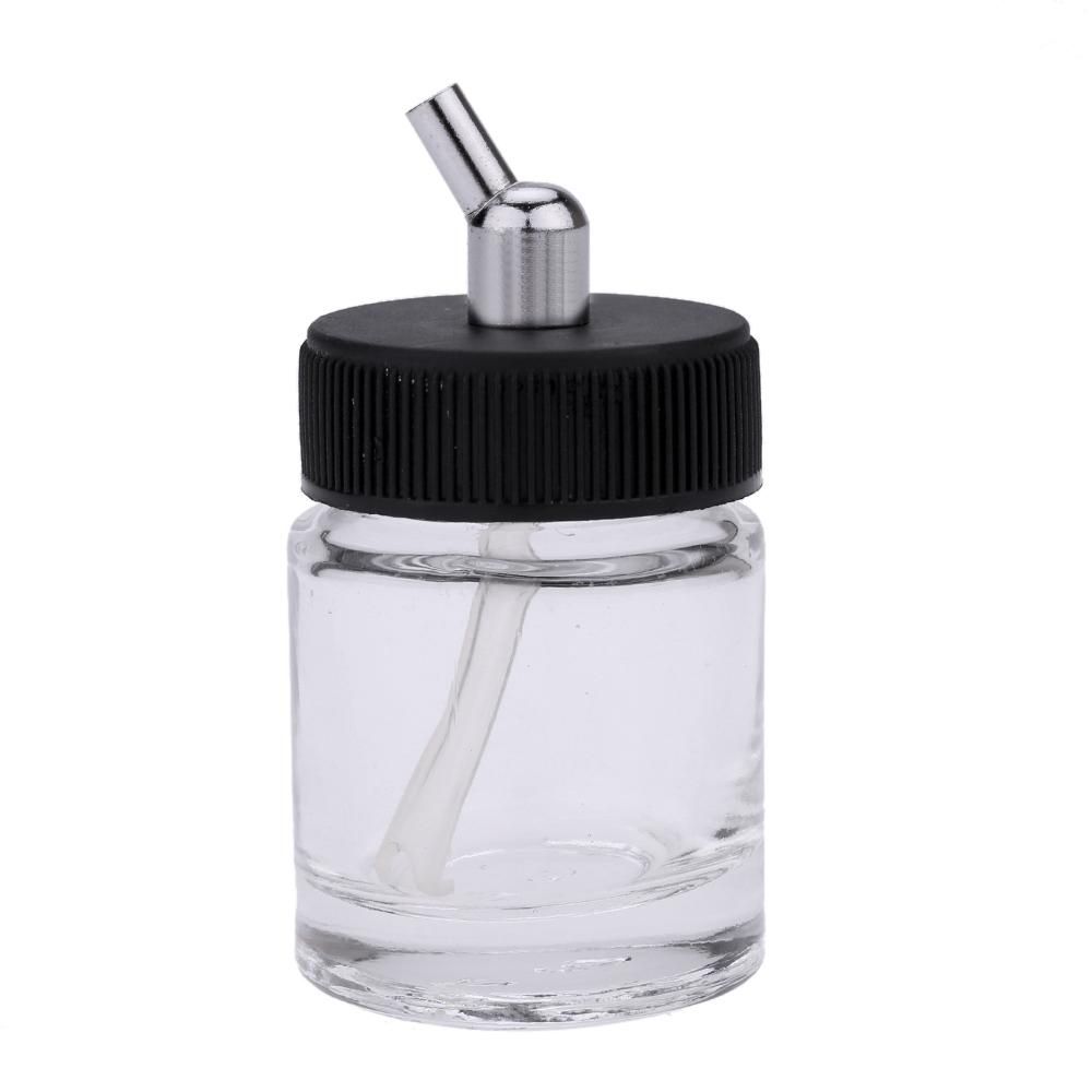 10PCS Airbrush Glass Bottles Air Brush Bottle (Jars) with 30° Angle Adapter Lid Assembly Using on Dual-Action Airbrushes