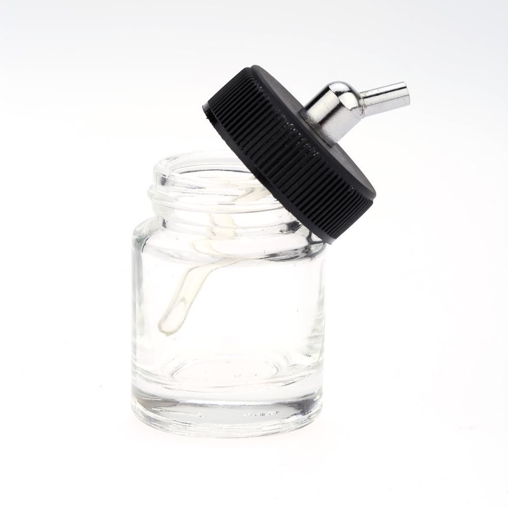 10PCS Airbrush Glass Bottles Air Brush Bottle (Jars) with 30° Angle Adapter Lid Assembly Using on Dual-Action Airbrushes