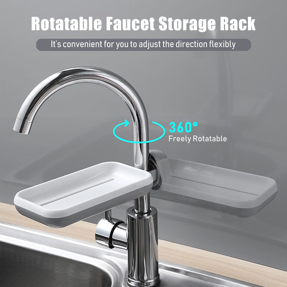 Kitchen Sponge Holder Brush Soap Organizer Rotatable Faucet