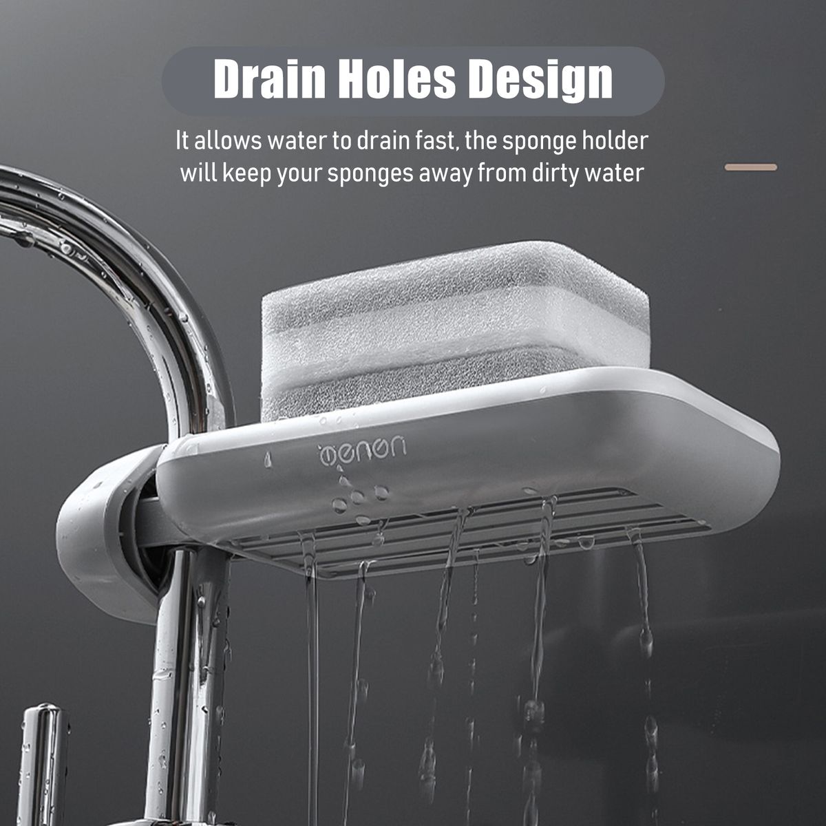 Kitchen Sponge Holder Brush Soap Organizer Rotatable Faucet