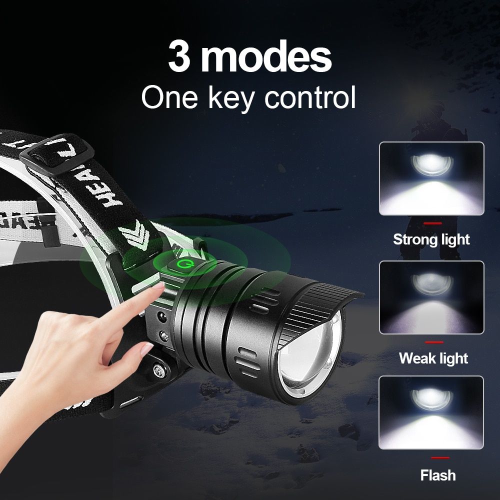 1000000LM XHP160 16-core IR Led Headlamp XHP90 Powerful Led