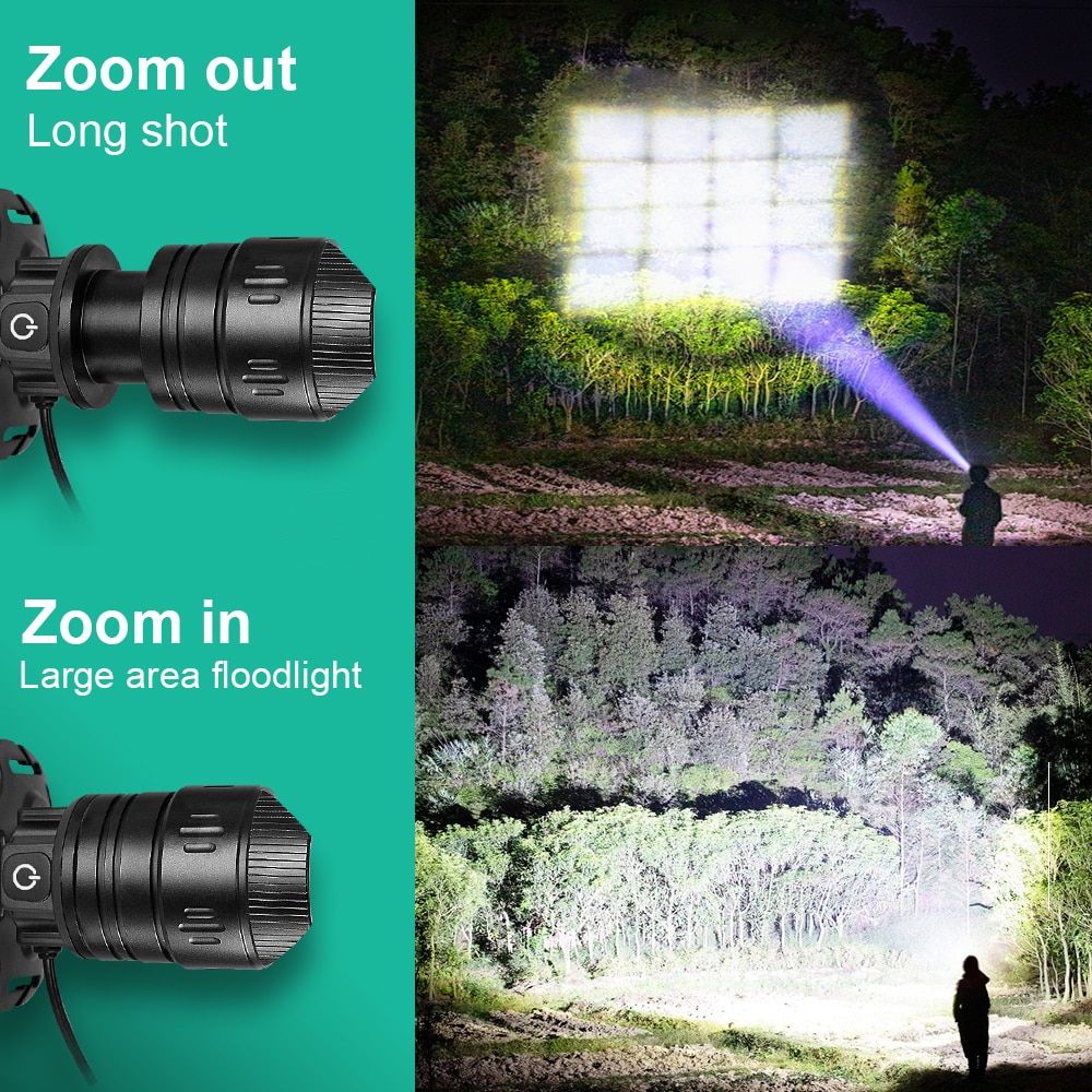 1000000LM XHP160 16-core IR Led Headlamp XHP90 Powerful Led