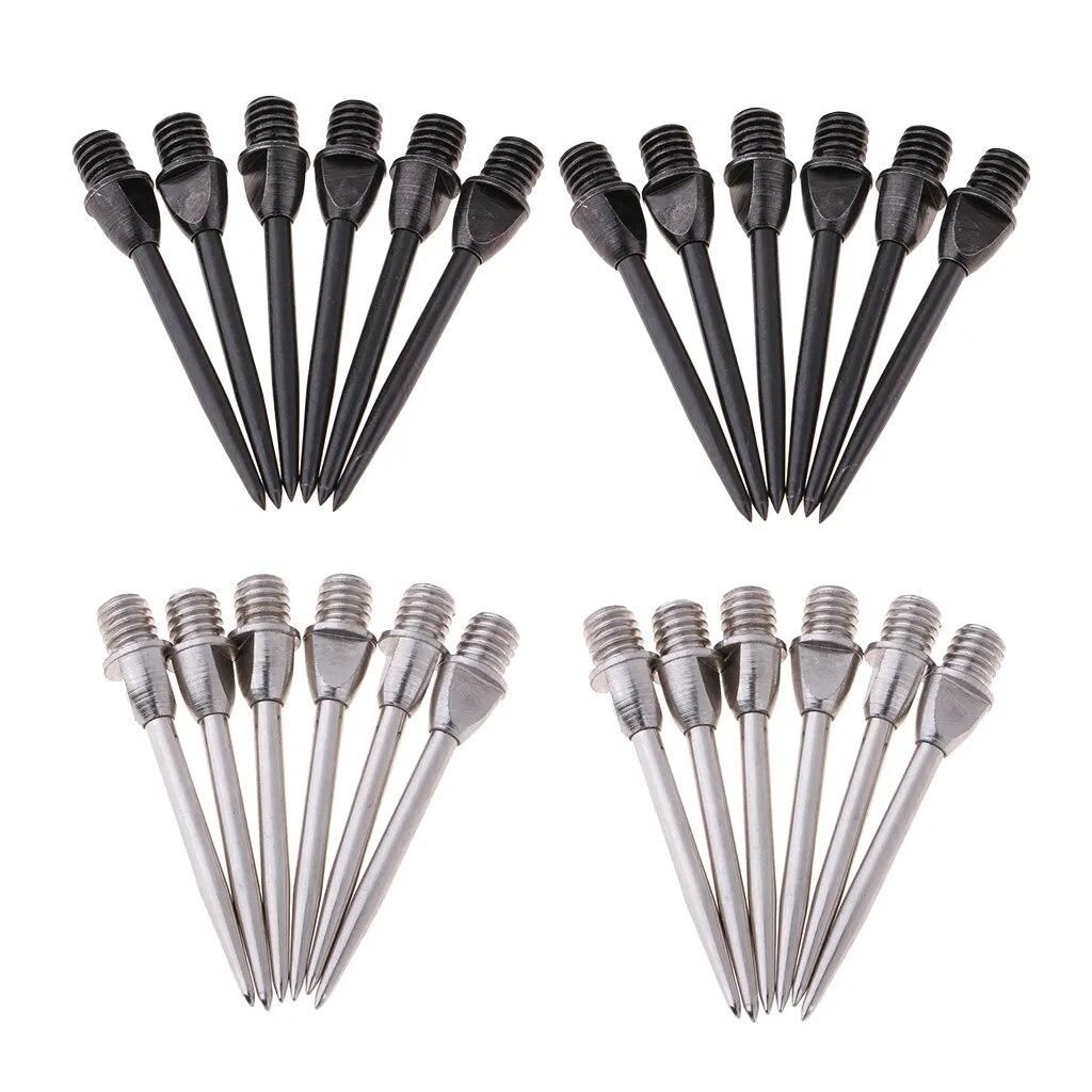 24Pieces Soft Darts Steel Points Conversion Point Converter Tips Replacement Used for Steel Tip Darts Black and Silver