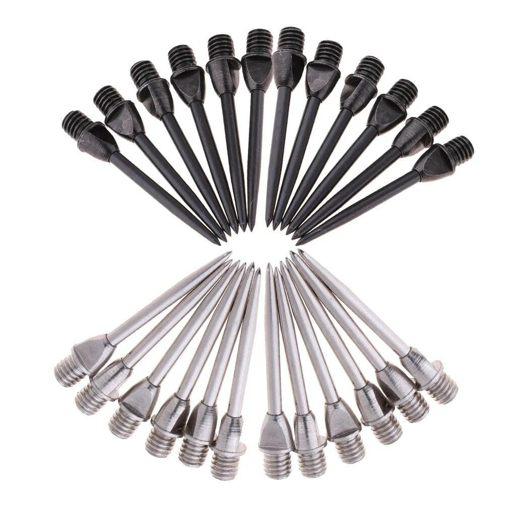 24Pieces Soft Darts Steel Points Conversion Point Converter Tips Replacement Used for Steel Tip Darts Black and Silver