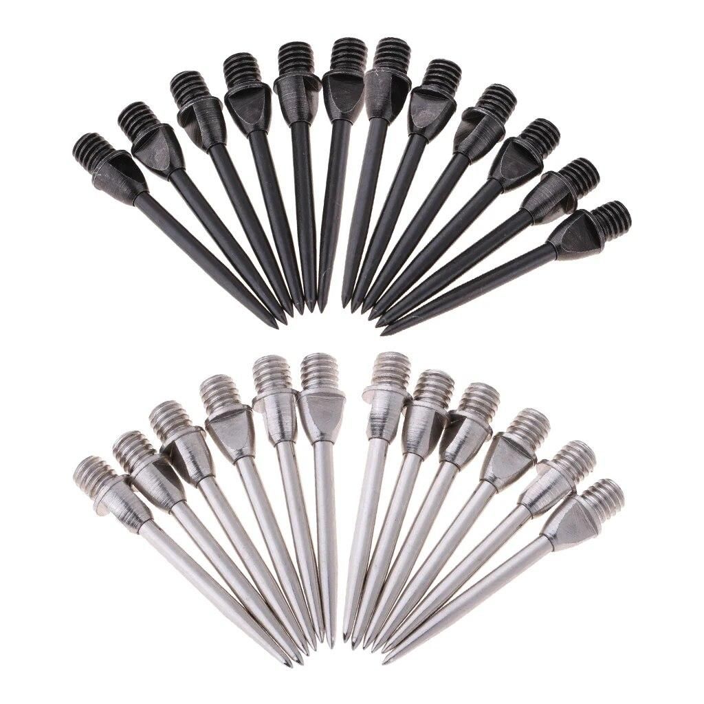 24Pieces Soft Darts Steel Points Conversion Point Converter Tips Replacement Used for Steel Tip Darts Black and Silver