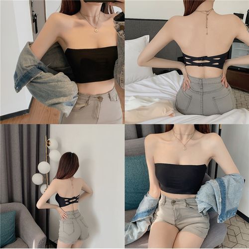 Black Strapless Bra Tube Top Seamless Wireless