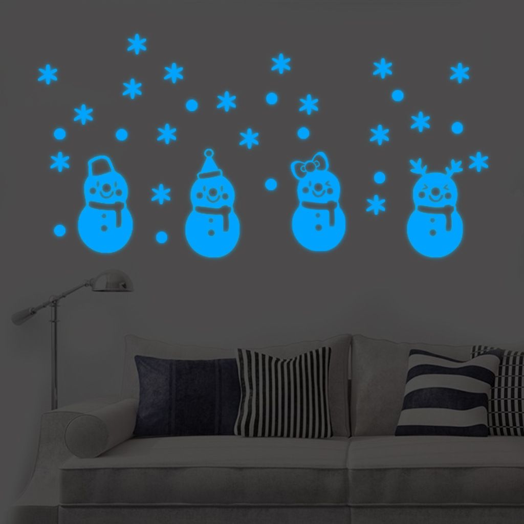 Christmas Glow Snowman Wall Stickers Living Room Luminous