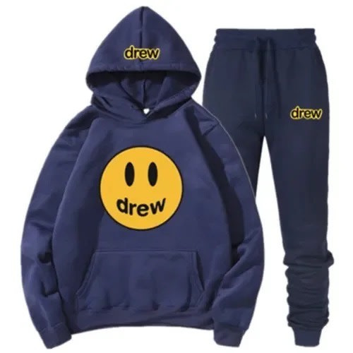 Hoodie And Jogger With Drew Prints - Navy Blue