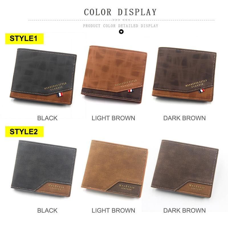 Cartera de cuero para hombre monedero pequeno de Color solido estilo Vintage con multiples tarjetas-style 6