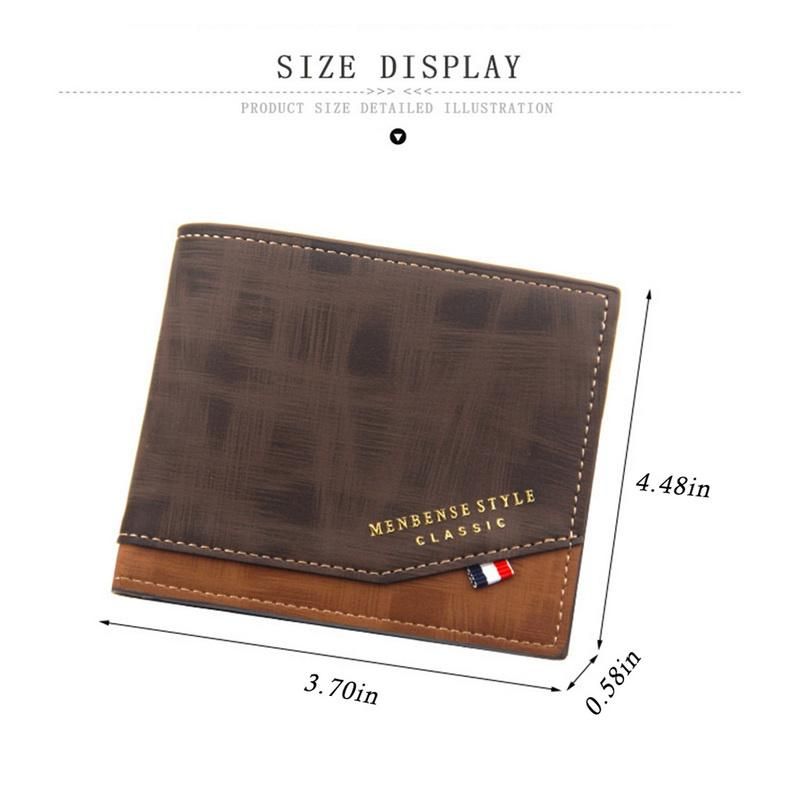 Cartera de cuero para hombre monedero pequeno de Color solido estilo Vintage con multiples tarjetas-style 6