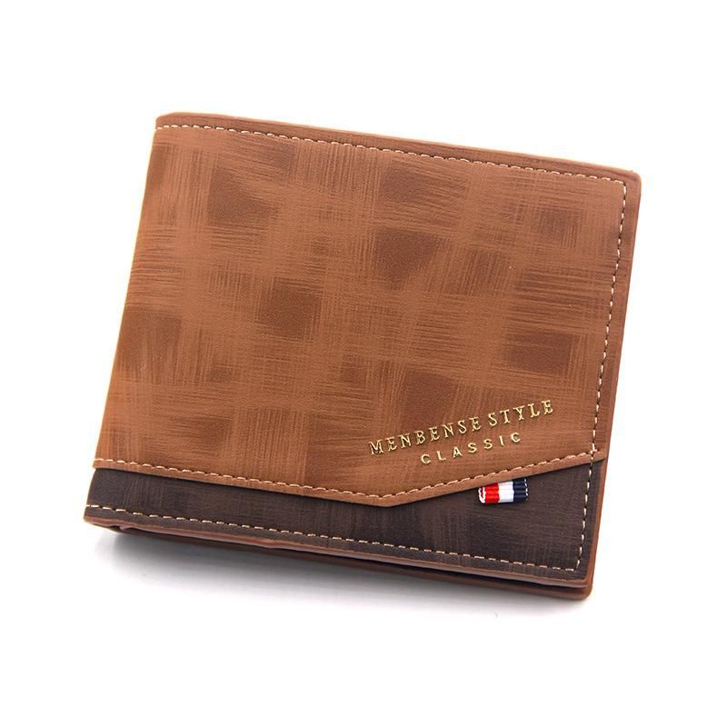 Cartera de cuero para hombre monedero pequeno de Color solido estilo Vintage con multiples tarjetas-style 6