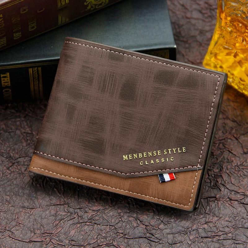 Cartera de cuero para hombre monedero pequeno de Color solido estilo Vintage con multiples tarjetas-style 6