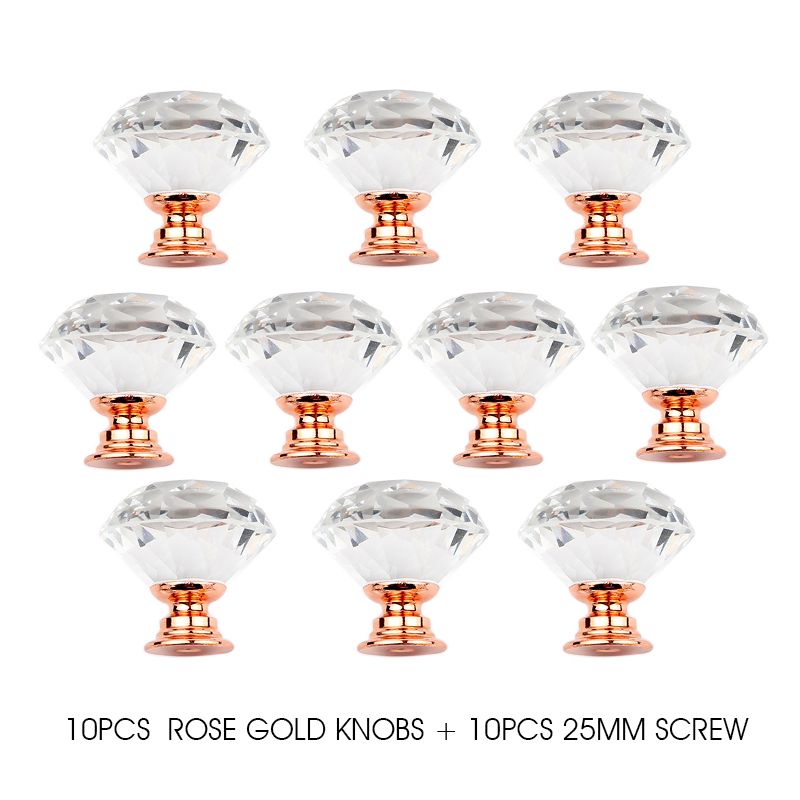 (style-G)10pcs 30mm Modern Continental Simple Crystal Diamond Handle Small Hole Handle Hardware Cabinet Drawer Wardrobe Door Put Hand