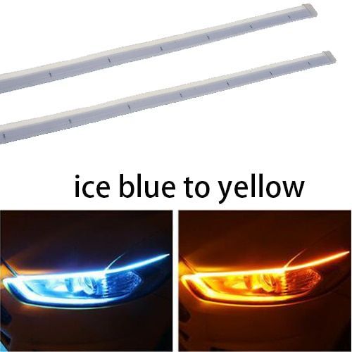 2Pcs  Start-Scan LED Car DRL Daytime Running Lights Auto Flowing Turn Signauide Thin Strip Lamp