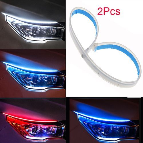 2Pcs  Start-Scan LED Car DRL Daytime Running Lights Auto Flowing Turn Signauide Thin Strip Lamp