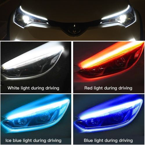 2Pcs  Start-Scan LED Car DRL Daytime Running Lights Auto Flowing Turn Signauide Thin Strip Lamp