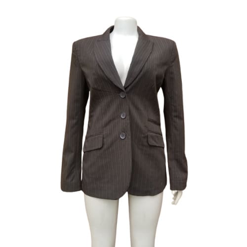 Ladies Long Sleeve Stripes Jacket With Full Lining - Brown