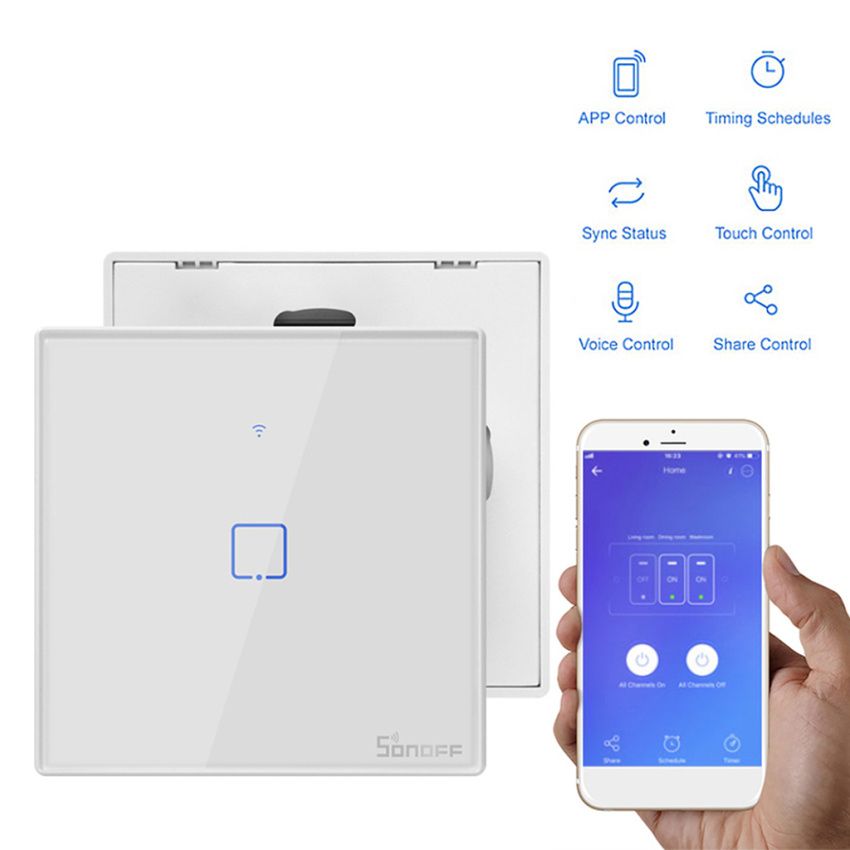 Smart Wifi Wall Switch 1/2/3 Gang RF/Voice/APP/Touch Control EU