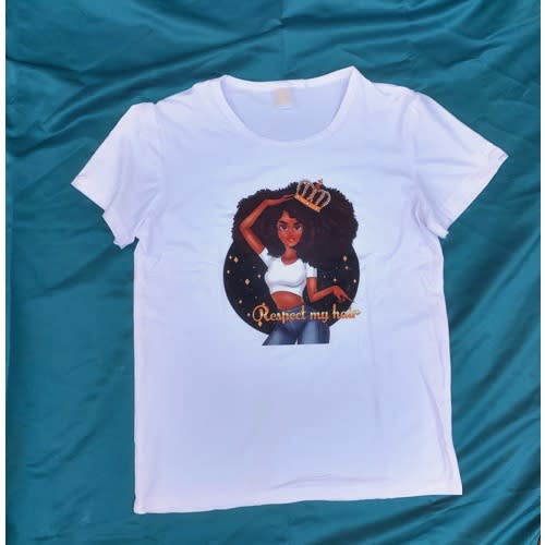Ladies ‘Respect My Hair’ Print T-shirt