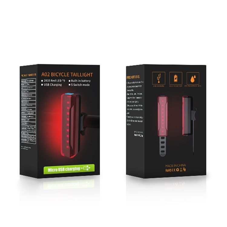 Bicycle Taillight Bicycle Riding Motorcycle Electric Car LED Mountain Bike USB Charging Safety Warning Light (50 Hours, Plastic Bag)