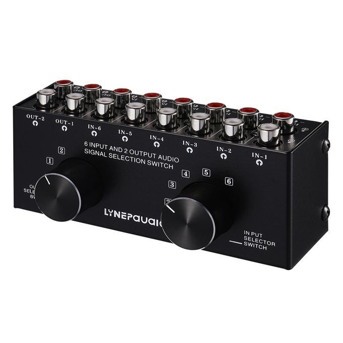 1PCS 2 Port Input 6 Output Video Audio AV RCA Switch Switcher Selector