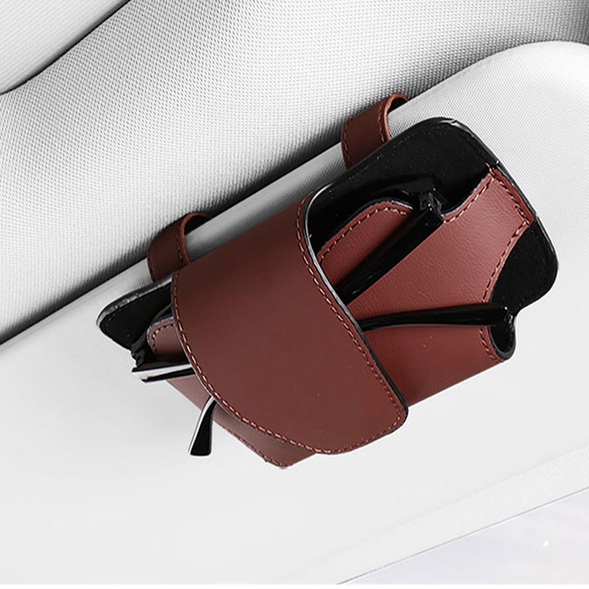 Sunglasses Holder Car Visor Glasses Bag Red
