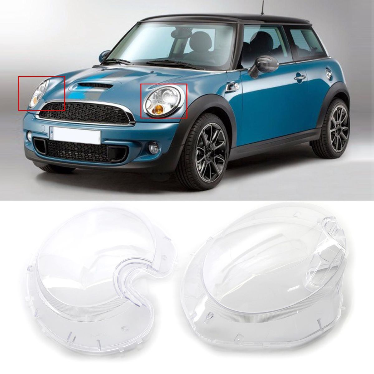 1 Pair Headlight Cover Clear Lens Left & Right 1305630537  63127270023 Replacement for Mini R56 Cooper hatchback 2009-2013